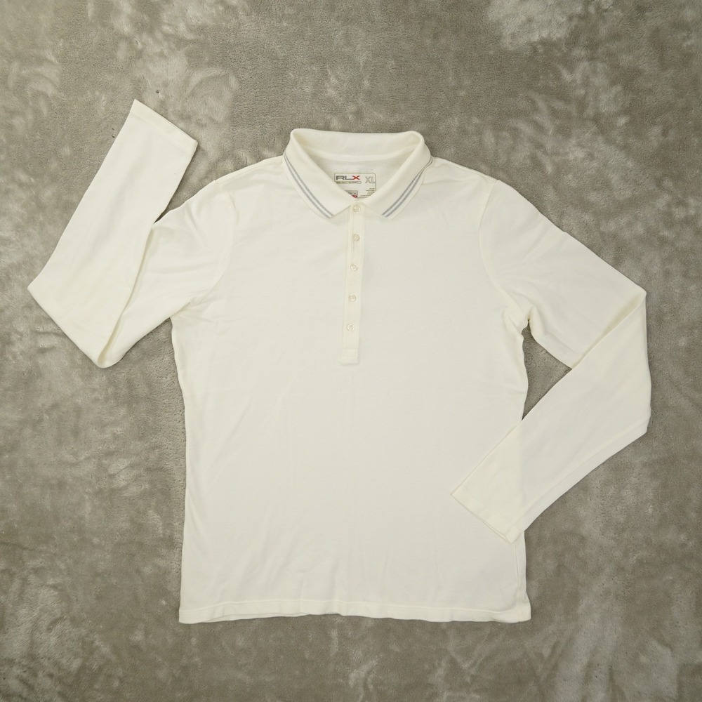 RLX Ralph Lauren Polo Shirt Women's XL Off White Long Sleeve Preppy Golf